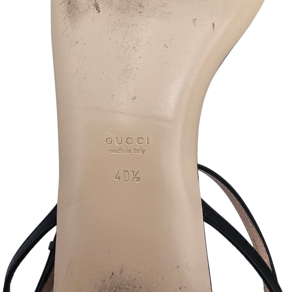 Gucci GG Marmont Flat Sandal Black Leather Ankle Strap Size 40.5 US 10.5 - Picture 11 of 13